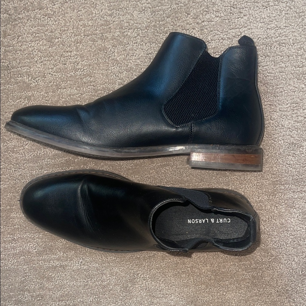 Black Leather Chelsea Boots by